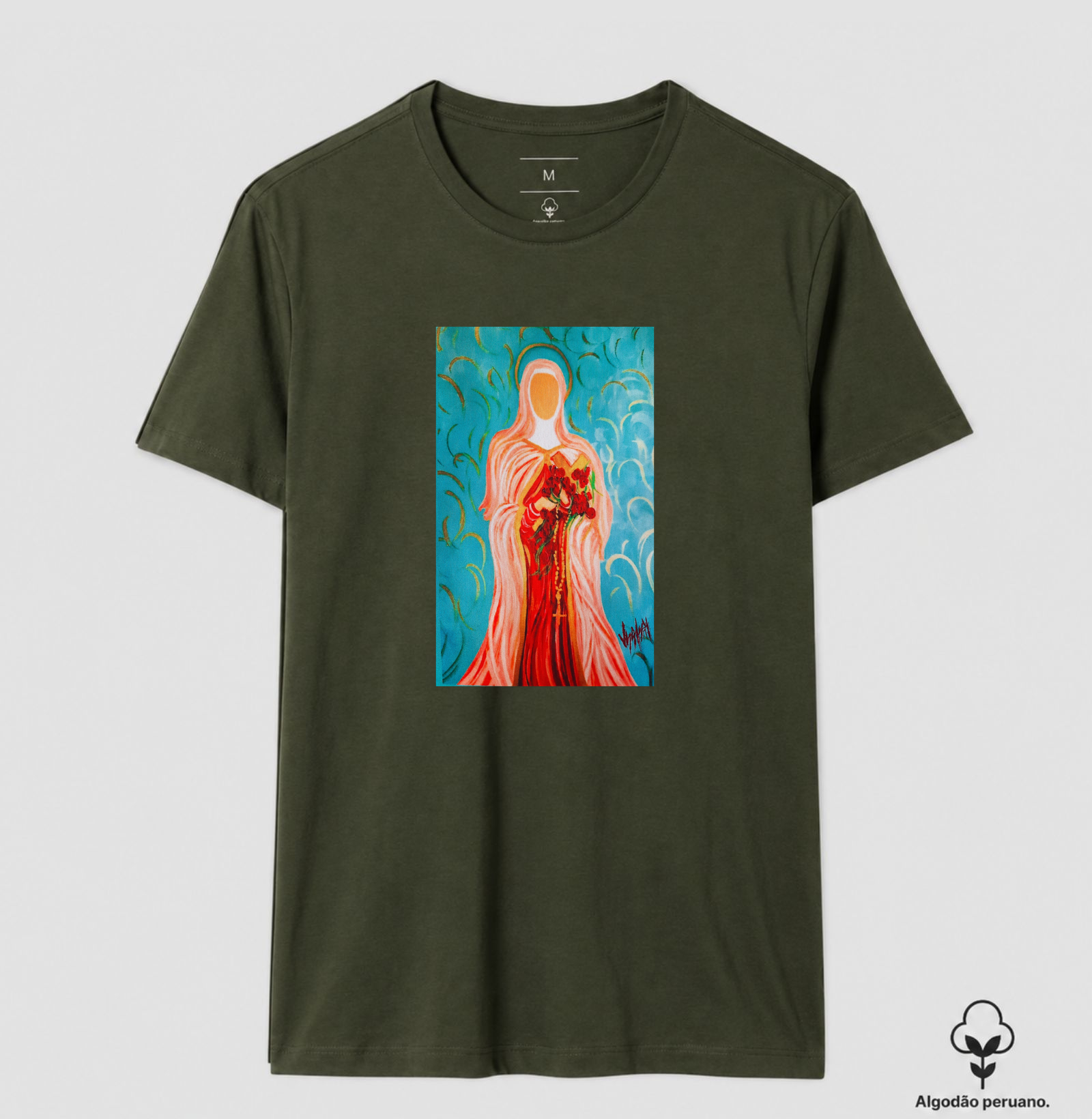 Camiseta Algodão Peruano Santa Teresinha do Menino Jesus Arte Sacra - Imagem 4