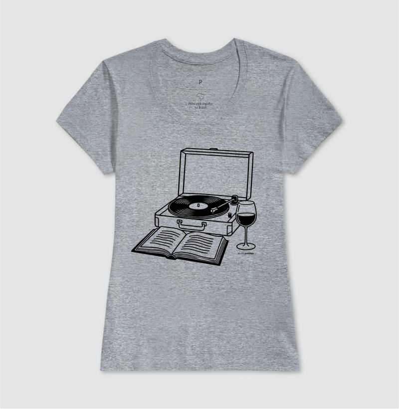 Camiseta Vinil, Livro e Vinho (estampa G) - Imagem 9
