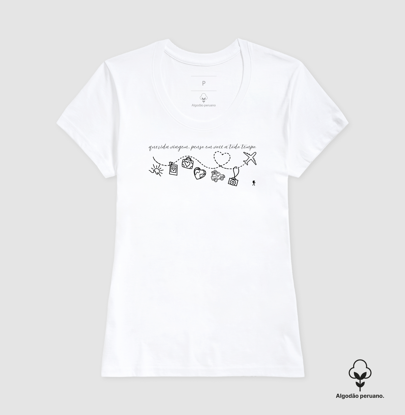 Camiseta Querida Viagem Penso em Voce a Todo Tempo | Caligrafia Minimalista Viagem | Colecao Viciados em Viagem - Imagem 9