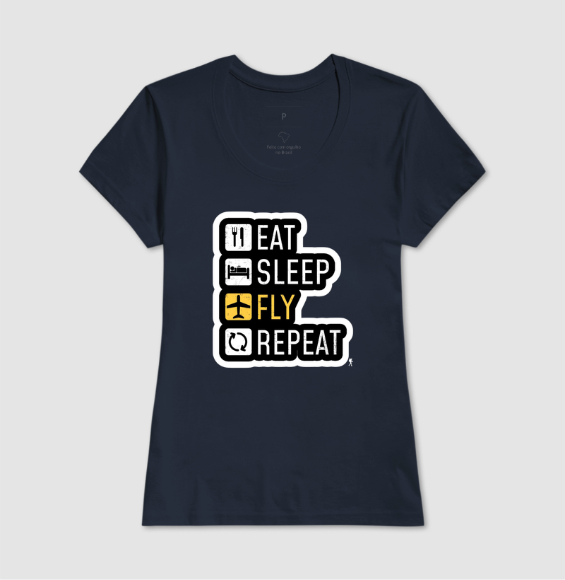 Camiseta Eat Sleep Fly Repeat | Rotina do Viajante Viciado | Colecao Viciados em Viagem - Imagem 10