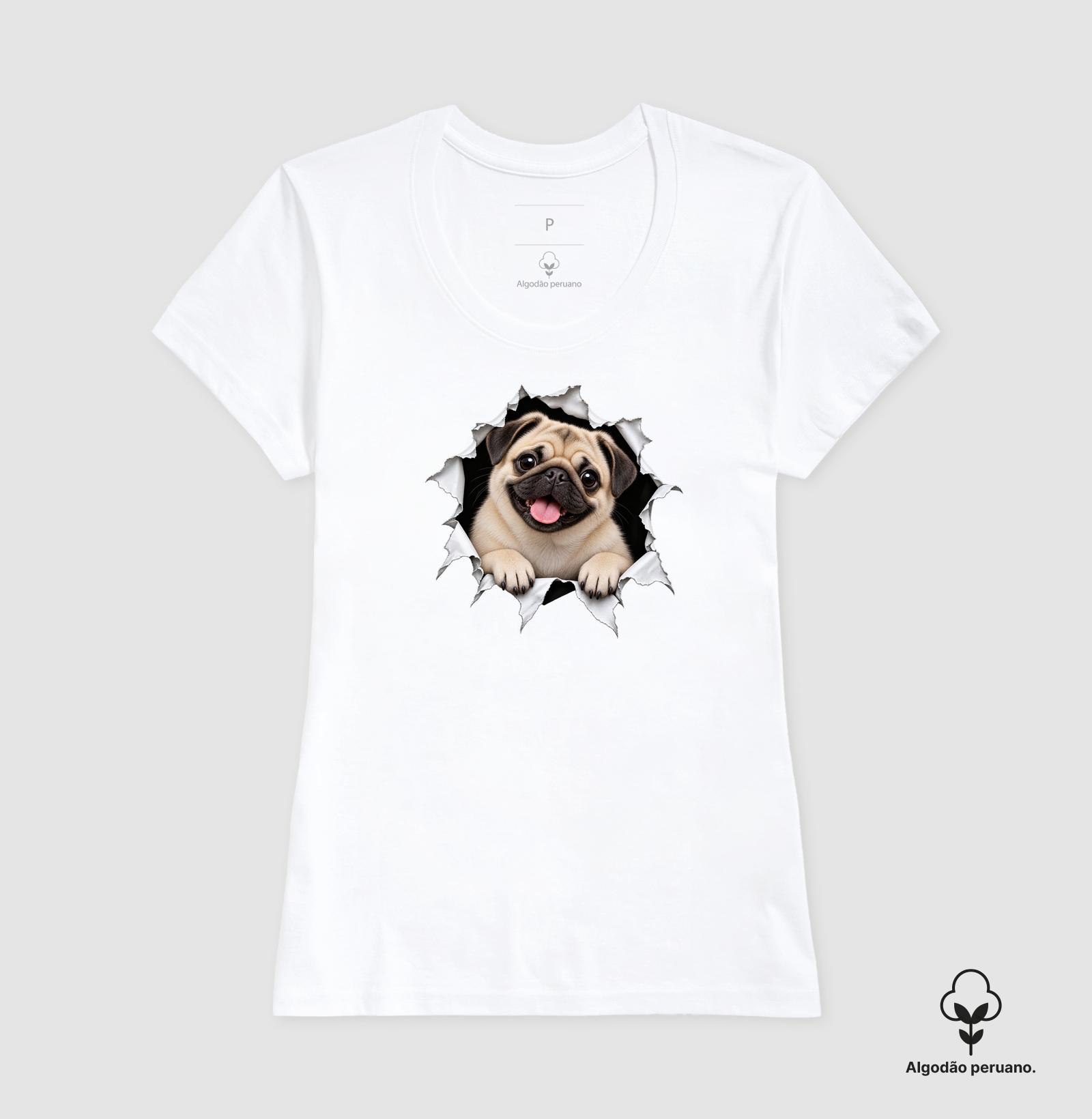Pug Saindo da Camiseta - Imagem 7