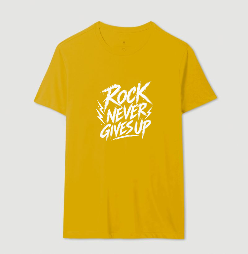 Camiseta Rock Never Gives Up – Estampa Rock em Letras Brancas Estilo Vintage - Imagem 14