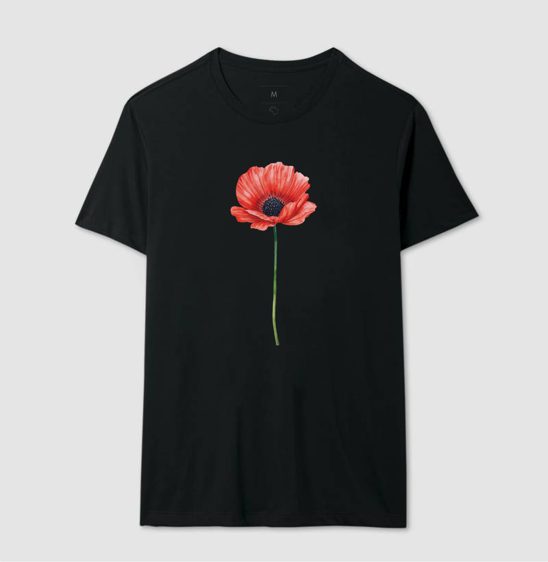 Poppy Bloom - Camiseta Algodão Premium - Imagem 2