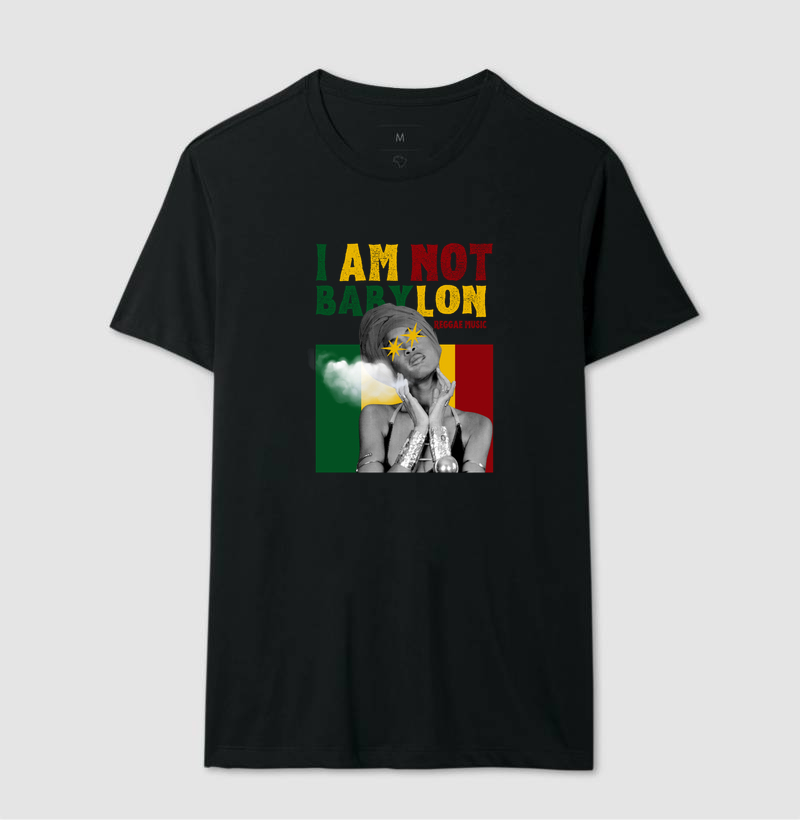 Camiseta I Am Not Babylon!  Coleção Reggae. Masculina e feminina. Algodão Premium. - Imagem 3