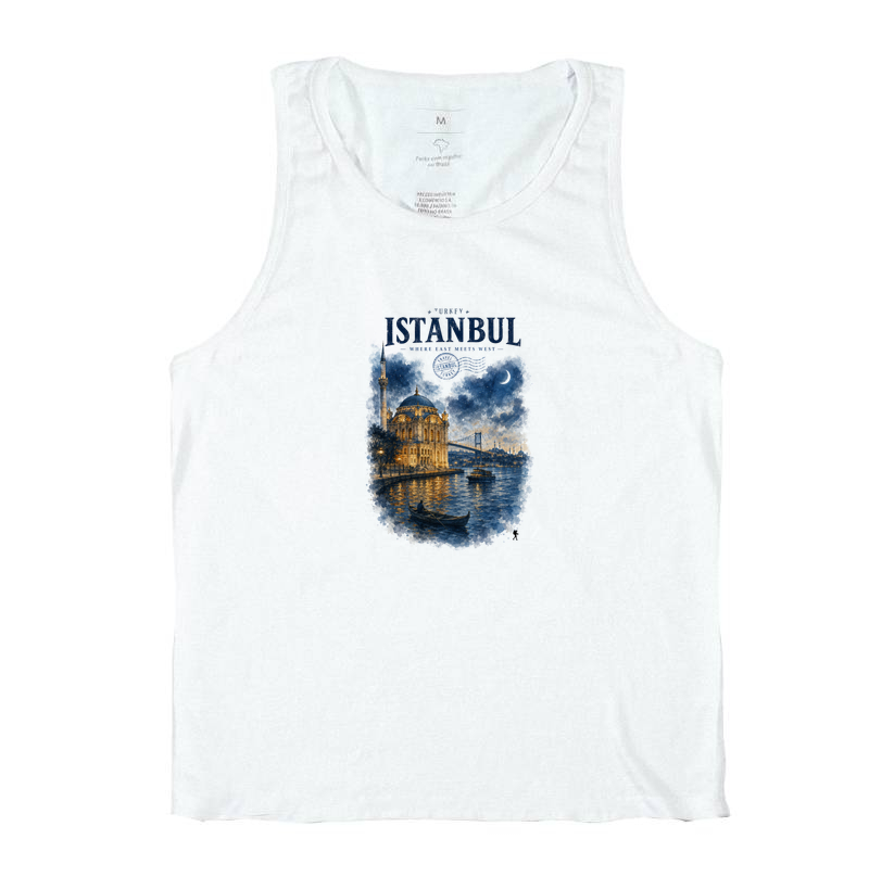 Camiseta Istanbul Turkey Where East Meets West | Aquarela Mesquita Bósforo | Colecao Fashion Travel - Imagem 2