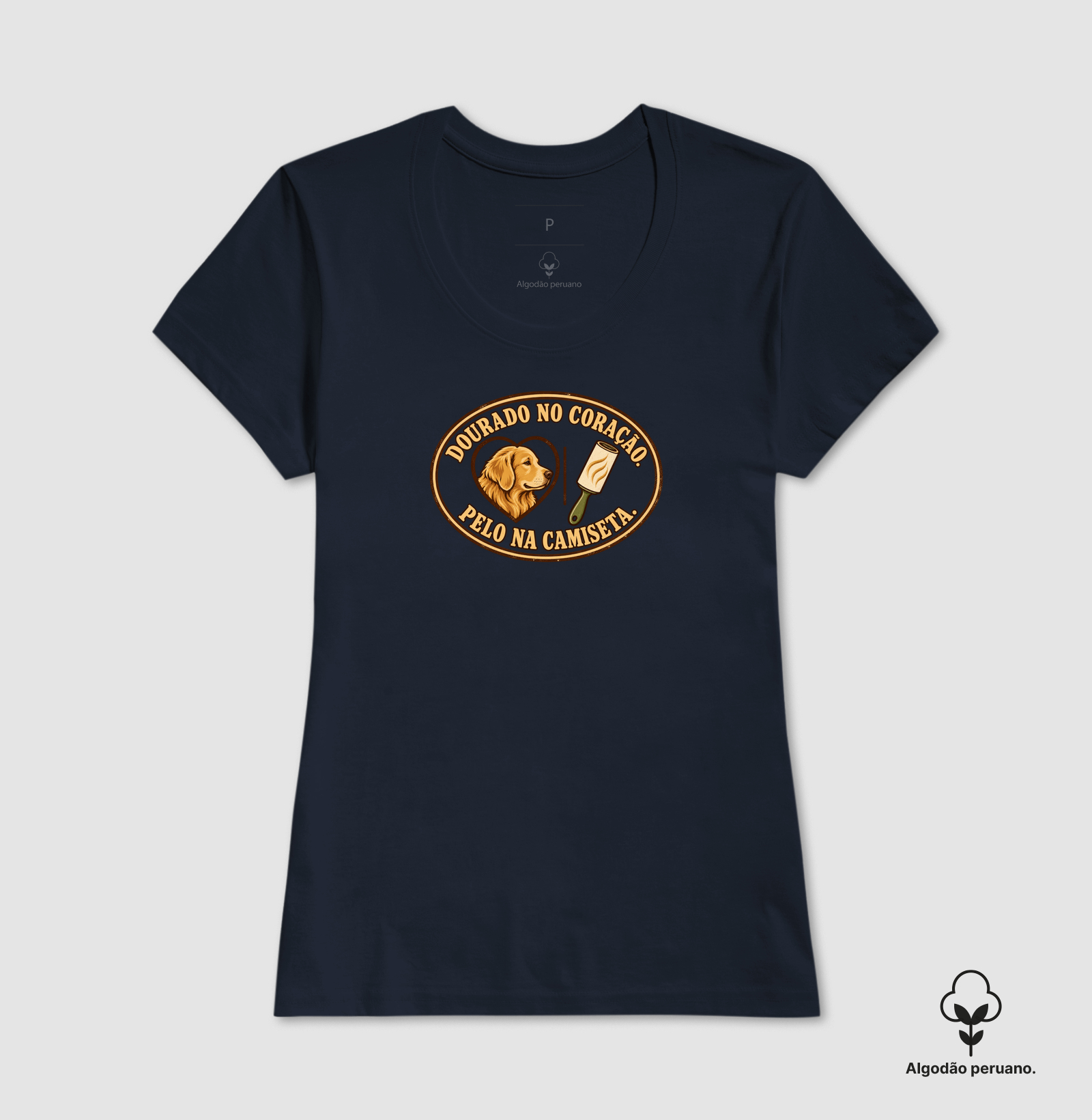 Dourado no coração. Pelo na camiseta. - Imagem 4