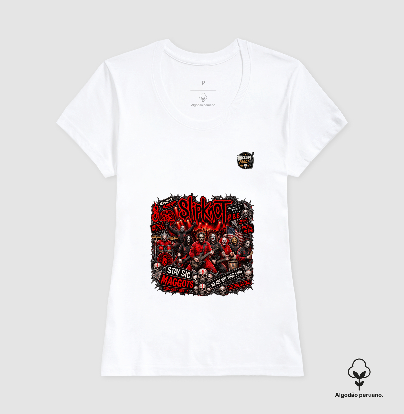 Camiseta Nu Metal Rock com Estampa Slipknot, Skull e Visual Dark - Imagem 5
