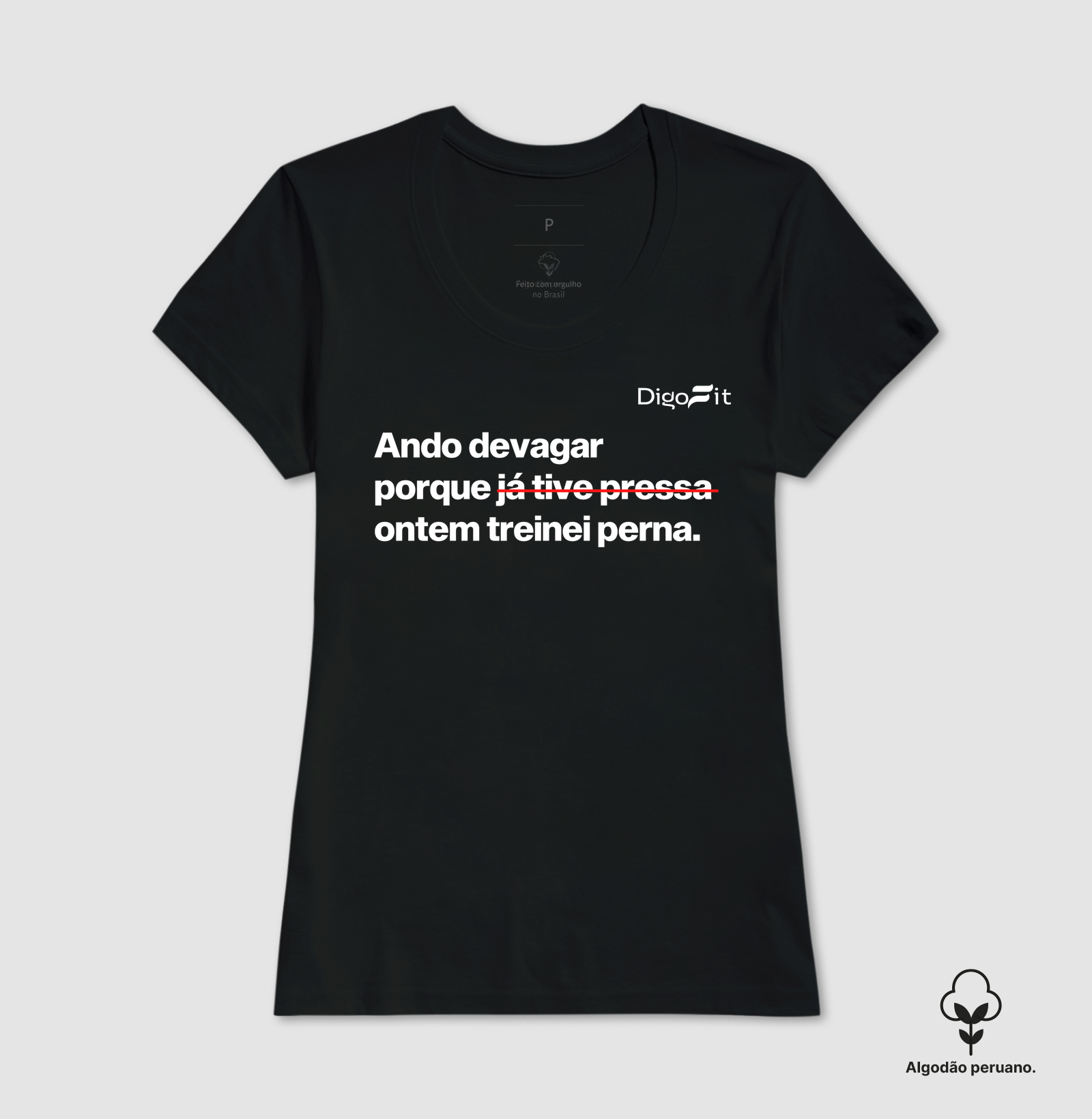 CAMISETA ALGODÃO PERUANO ACADEMIA ONTEM EU TREINEI PERNA - Imagem 3