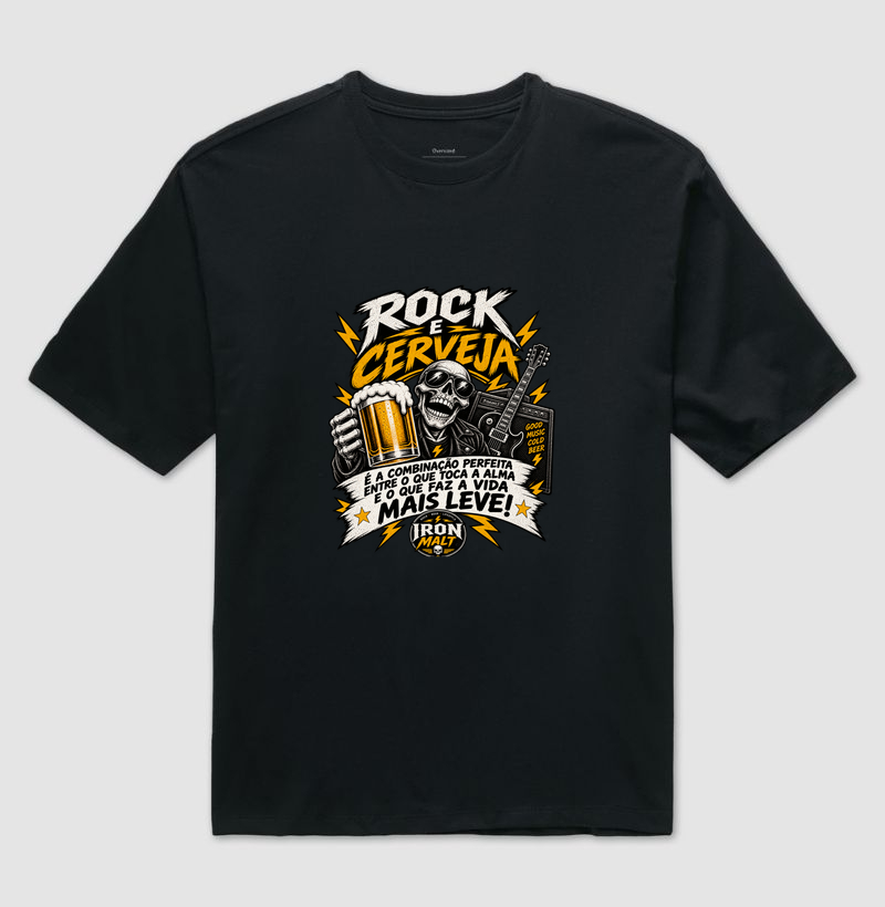 Camiseta Rock e Cerveja – Estampa Rock and Roll, Música e Cerveja - Imagem 2