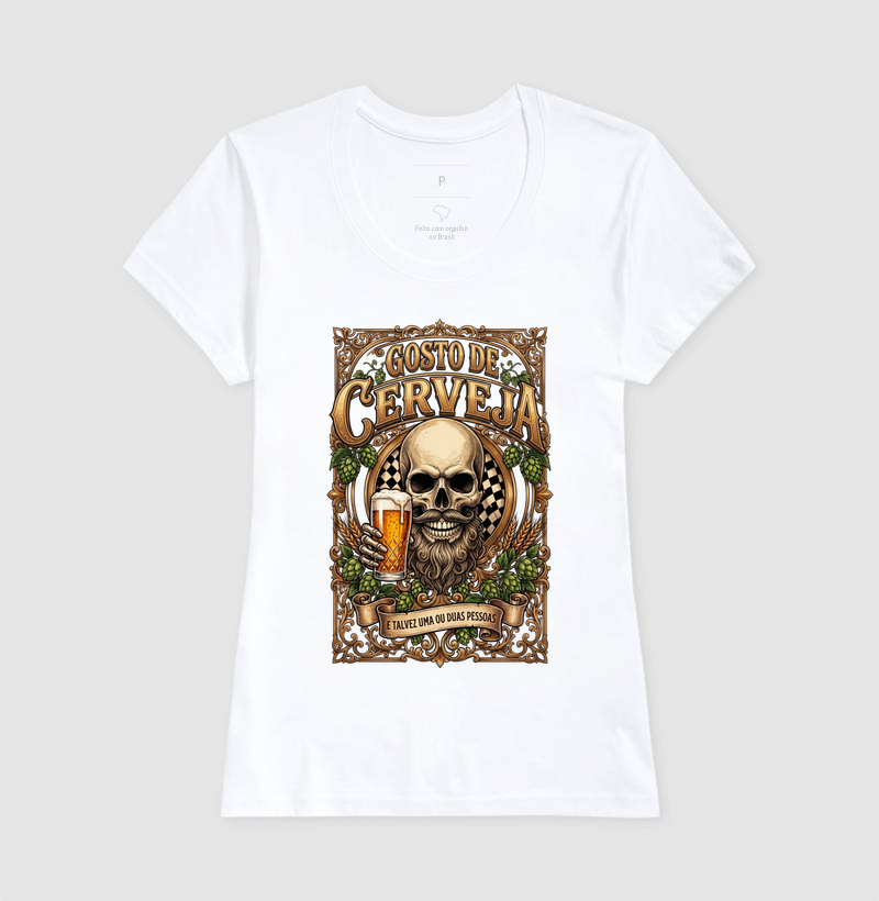 Gosto de Cerveja (e Talvez 2 Pessoas) | Camiseta Caveira Barbuda Tattoo - Imagem 5