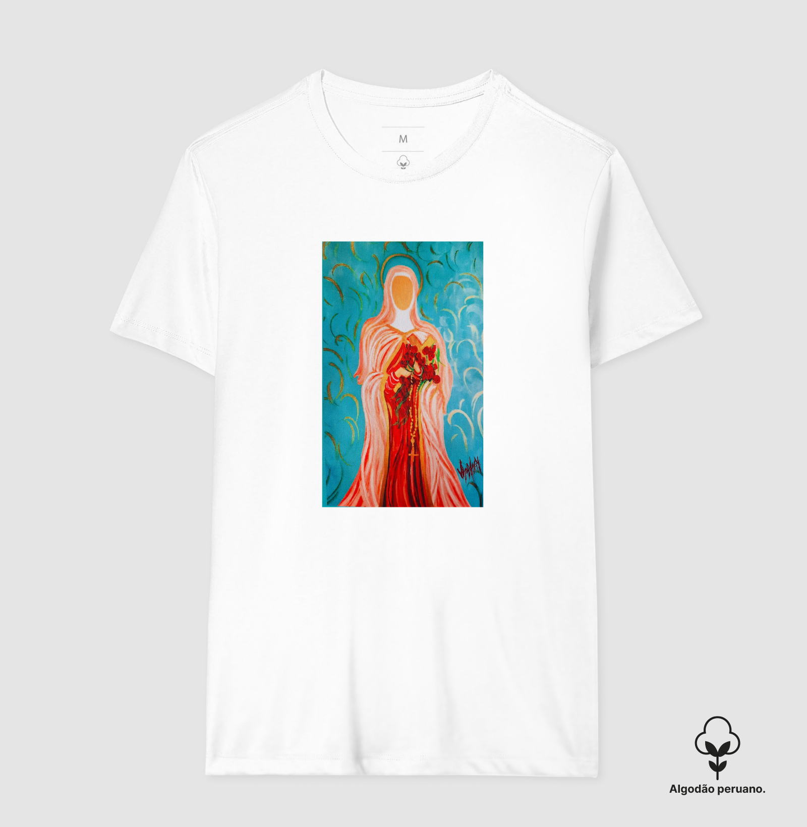 Camiseta Algodão Peruano Santa Teresinha do Menino Jesus Arte Sacra - Imagem 6