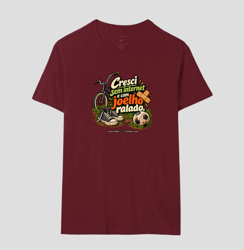 CRESCI SEM INTERNET E COM JOELHO RALADO - Modo capivara - Camiseta - Imagem 18