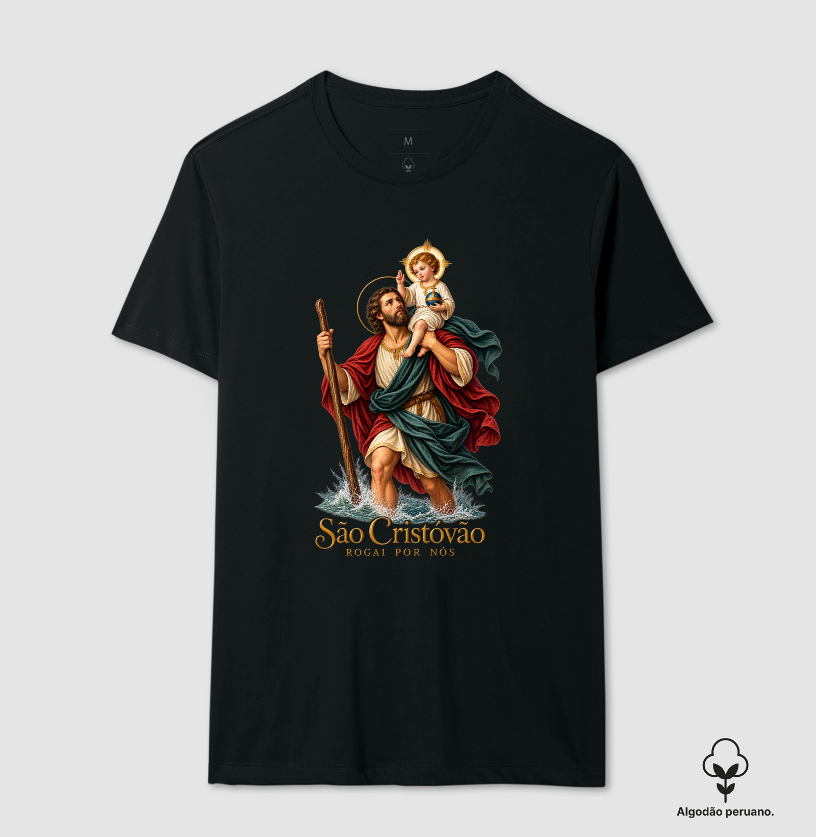 Camiseta Algodão Peruano São Cristóvão Rogai Por Nós - Imagem 3