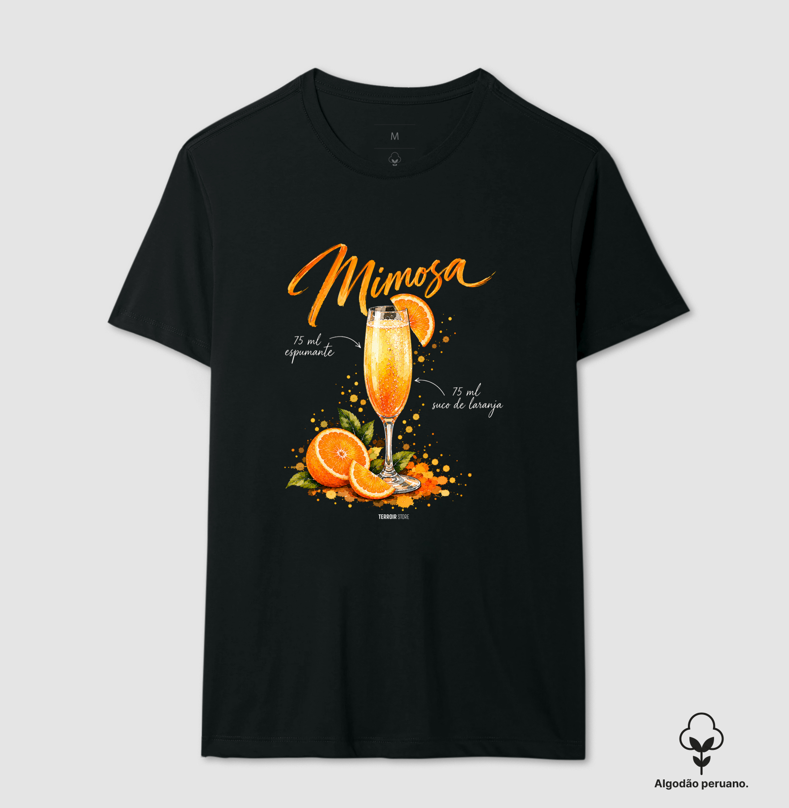 Camiseta Algodão Peruano Mimosa – Drink com Espumante e Suco de Laranja - Imagem 4