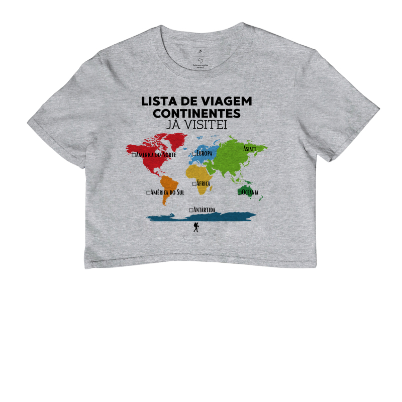 Camiseta Lista de Viagem Continentes Ja Visitei | Mapa Mundi Auto Personalizavel | Colecao Personalizaveis - Imagem 6