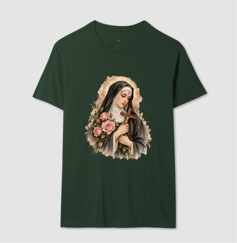 Santa Rita de Cássia — Aquarela Vinheta com Rosas e Crucifixo - Imagem 12