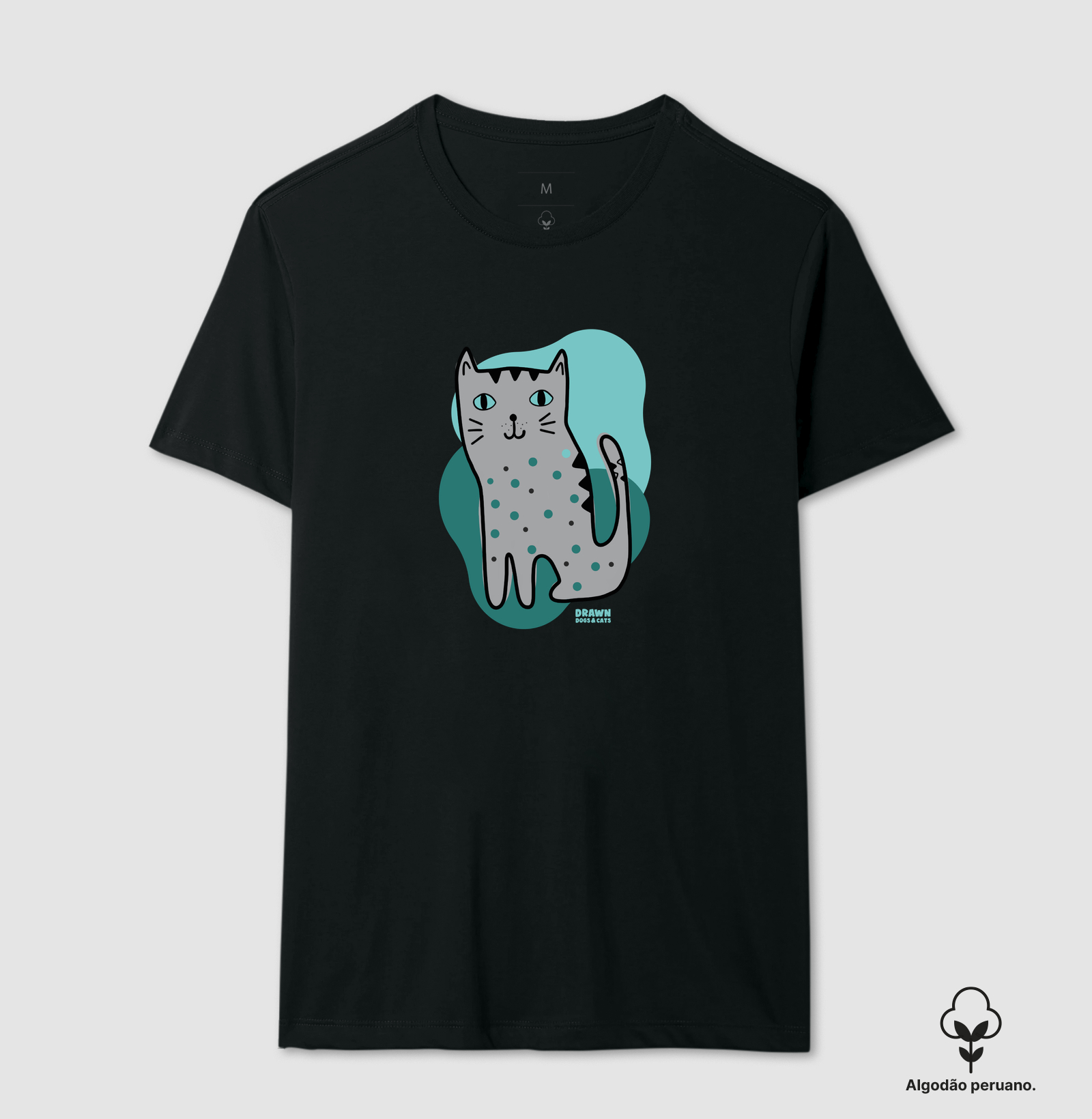 Desenho de gato cinza com fundo verde - Imagem 3