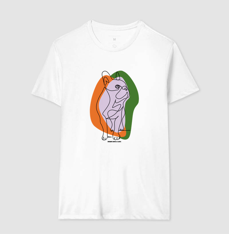 Bulldog de linhas com fundo laranja e verde - Imagem 3