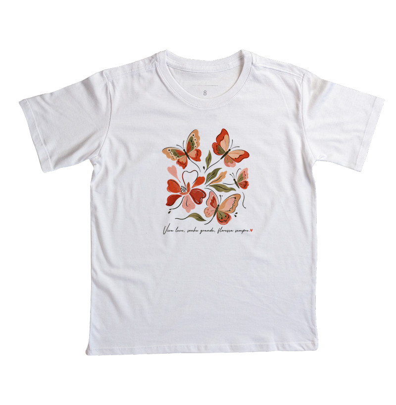Camiseta Viva leve, Sonhe grande, Floresça sempre. - Imagem 5