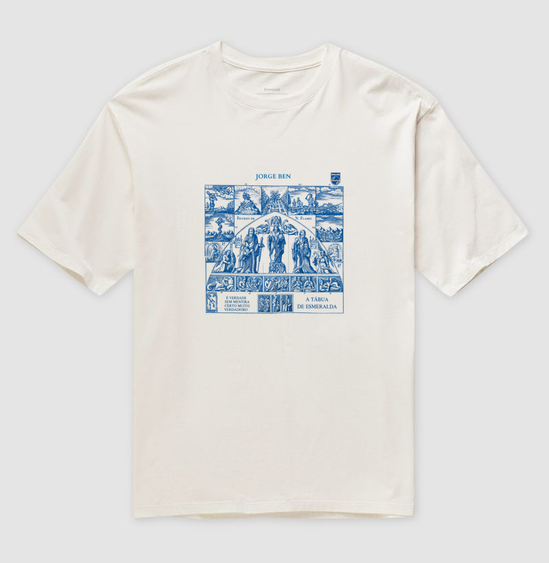 Camiseta Jorge Ben A Tábua de Esmeralda Estampa Azul Gravura Clássica Unissex - Imagem 3