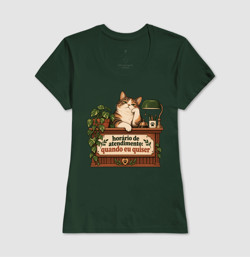 Camiseta Gato Engraçada "horário de atendimento" | Pelo & Pano - Imagem 13