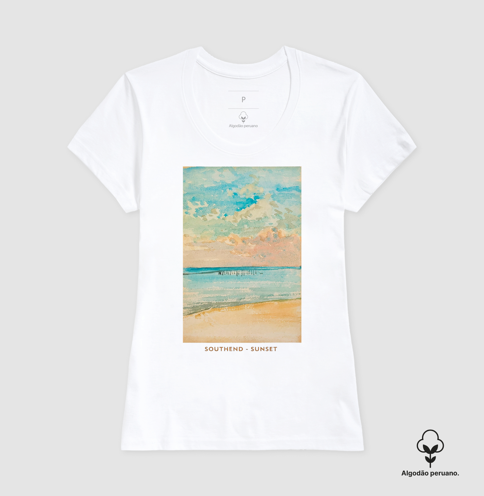 Camiseta Impressionismo Whistler Southend Sunset Algodão Tanguis  - Imagem 3