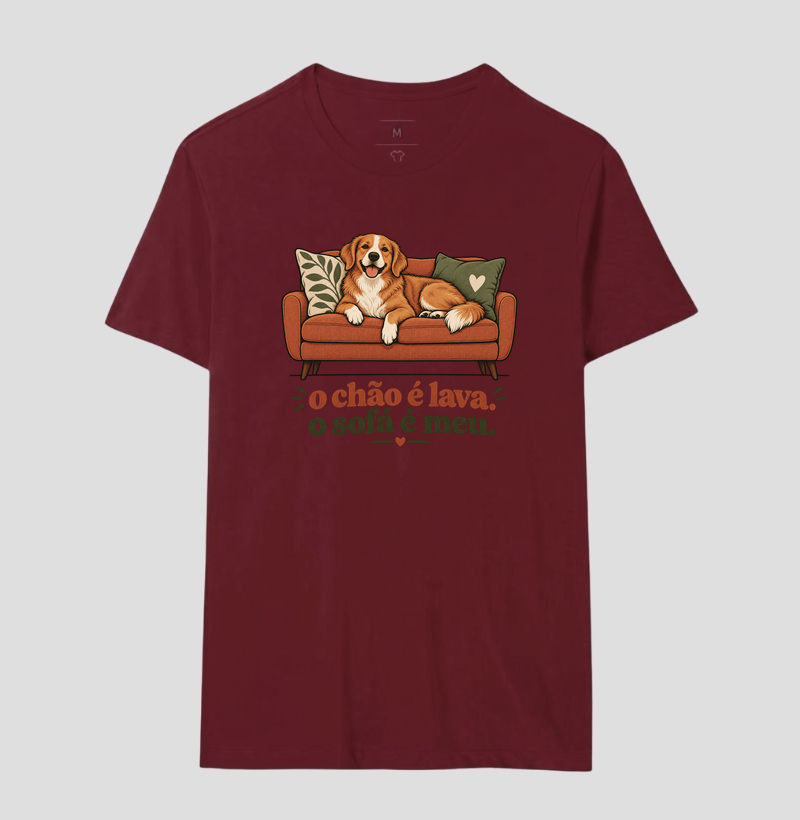 Camiseta Cachorro Sofá "o chão é lava. o sofá é meu." | Pelo & Pano - Imagem 18