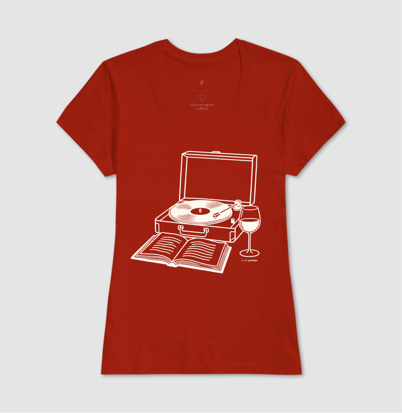 Camiseta Vinil, Livro e Vinho (estampa G) - Imagem 11