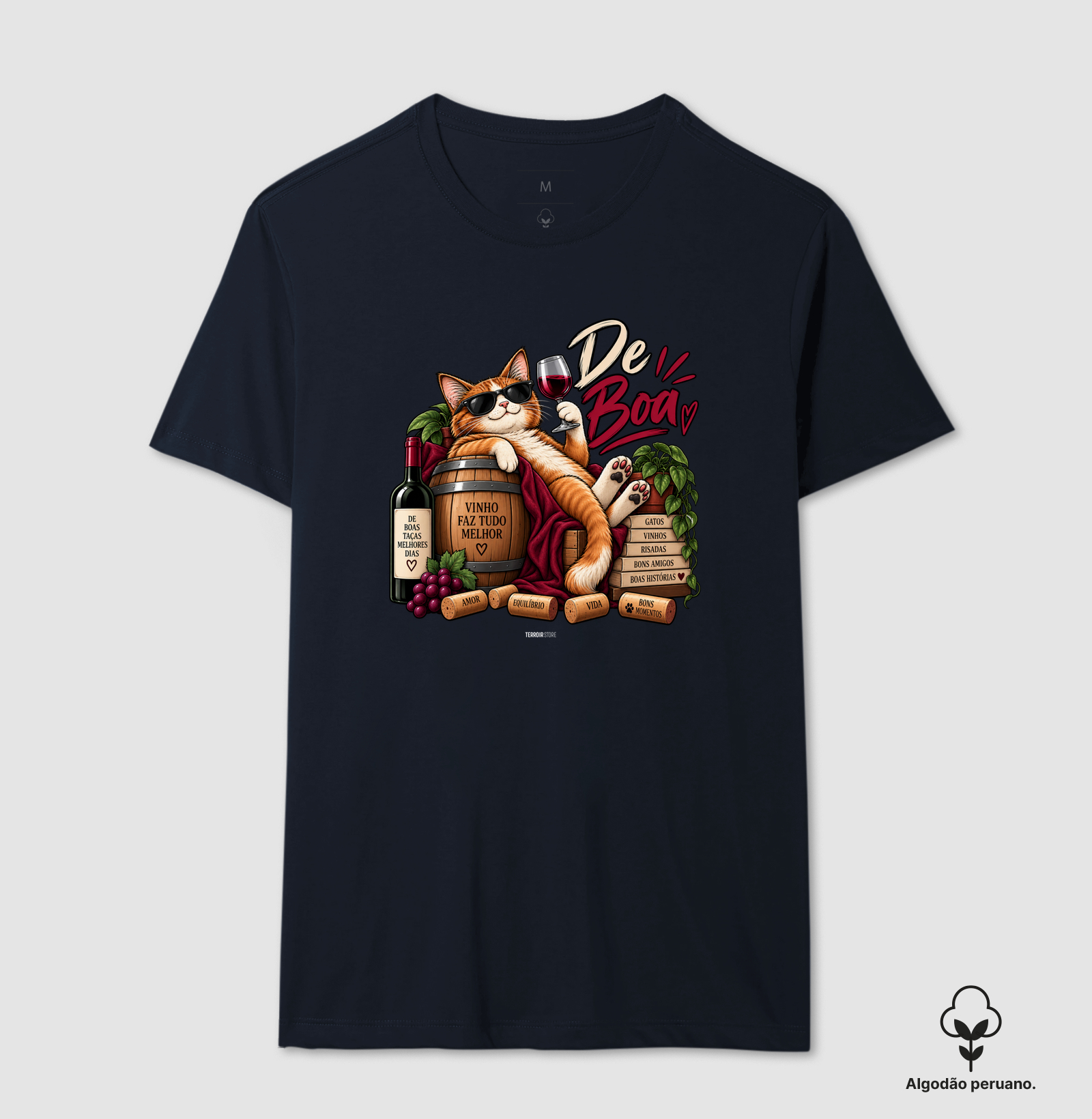 Camiseta “De Boa” Gato com Vinho – Estilo Relax & Life Mood - Imagem 8