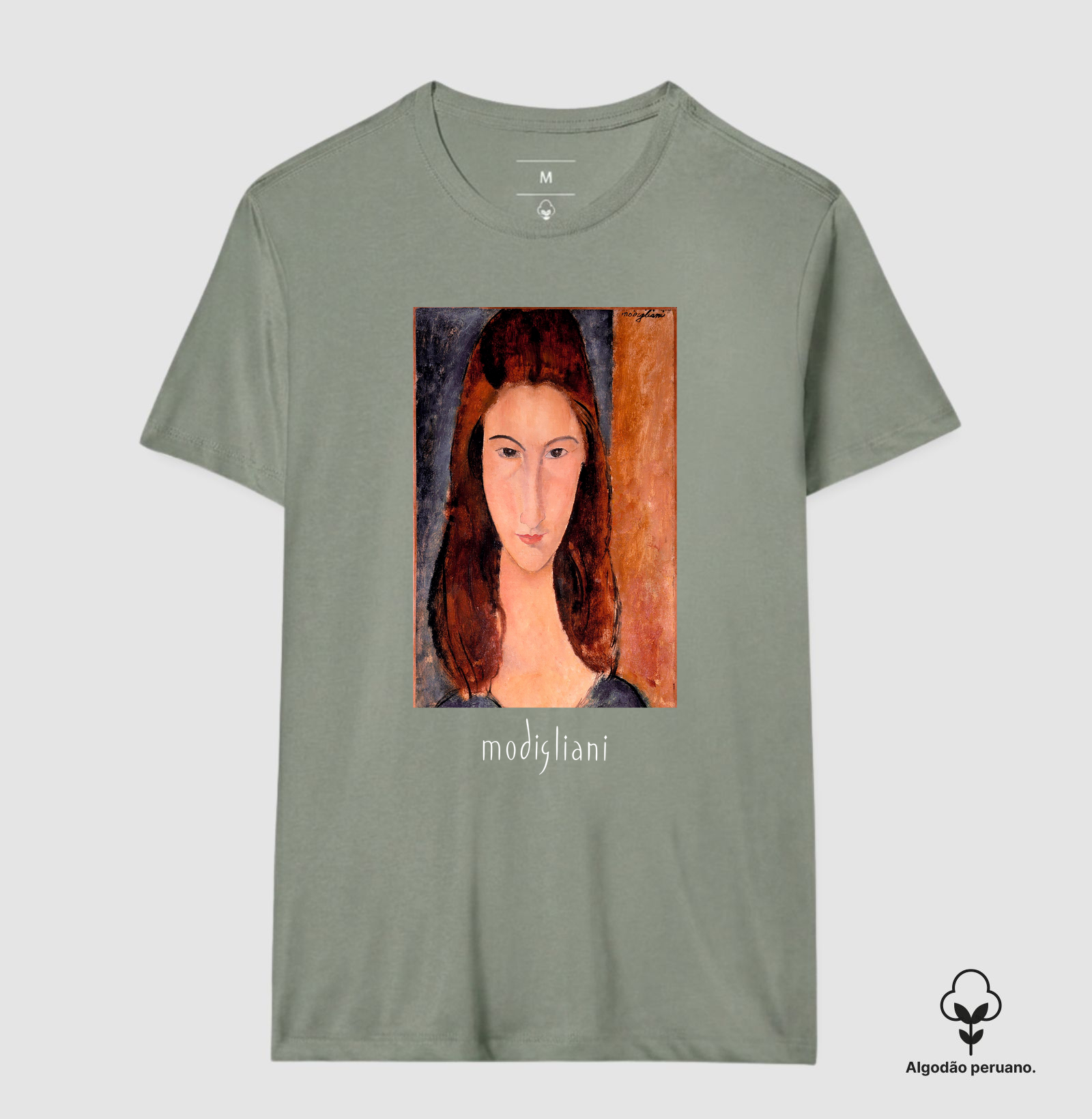 Camiseta Algodão Peruano Tanguis Retrato de Jeanne Hébuterne Modigliani - Imagem 4