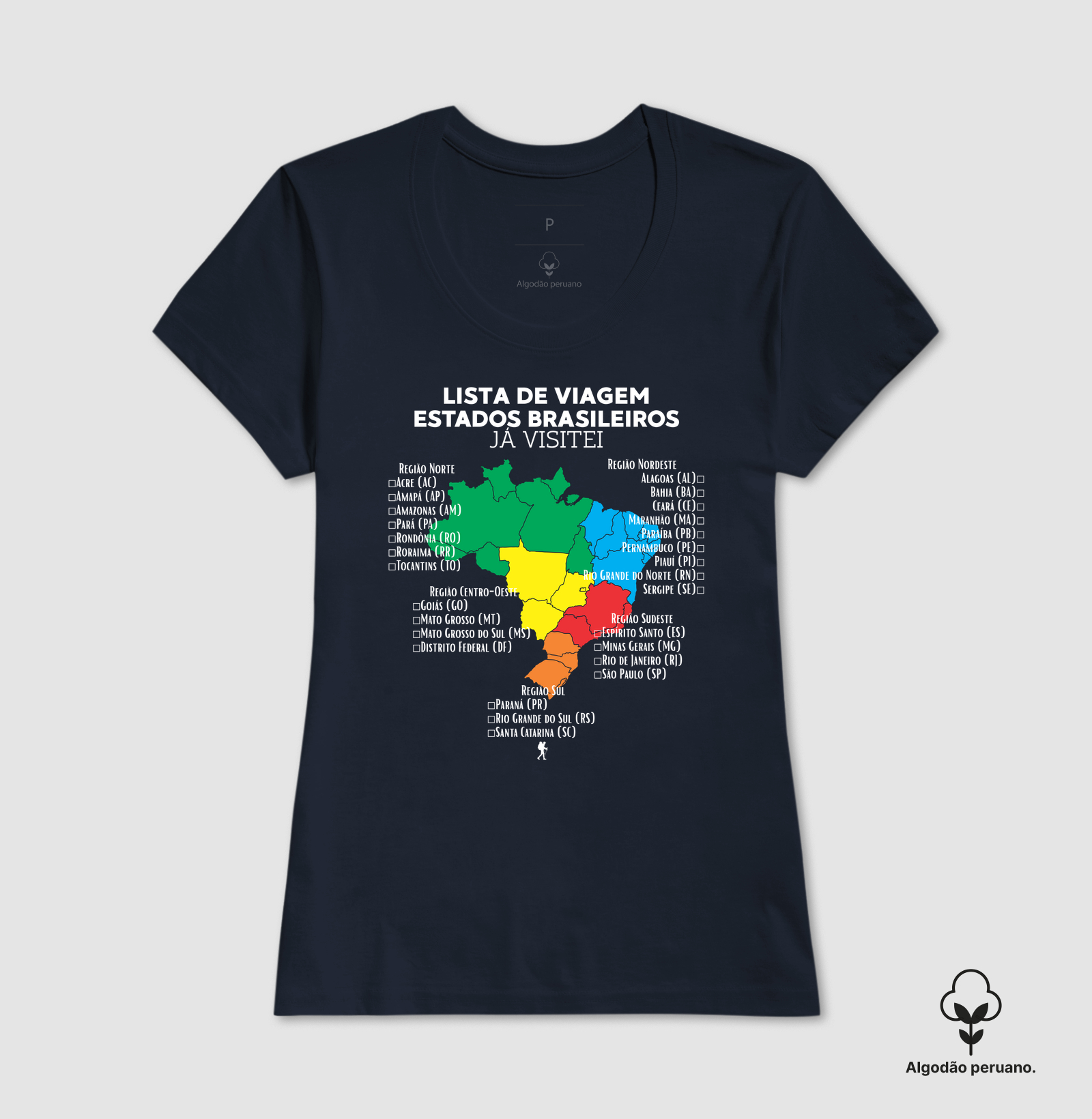 Camiseta Lista de Viagem Estados Brasileiros Ja Visitei | Mapa Brasil Auto Personalizavel | Colecao Personalizaveis - Imagem 7