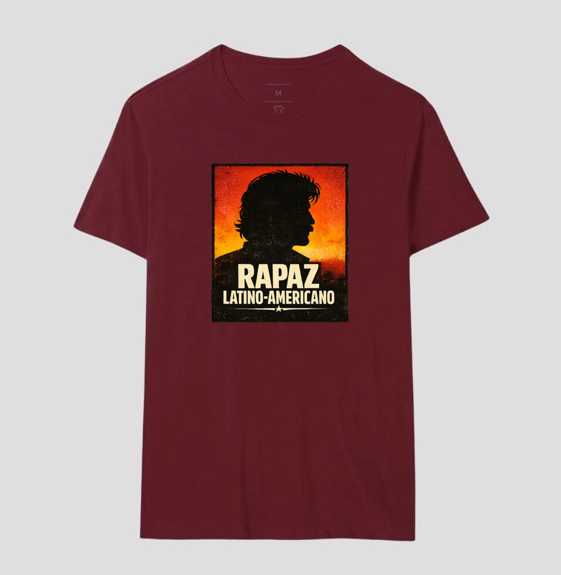 Camiseta Rapaz Latino-Americano. Coleção Música. Masculina e Feminina. Algodão Premium. - Imagem 14