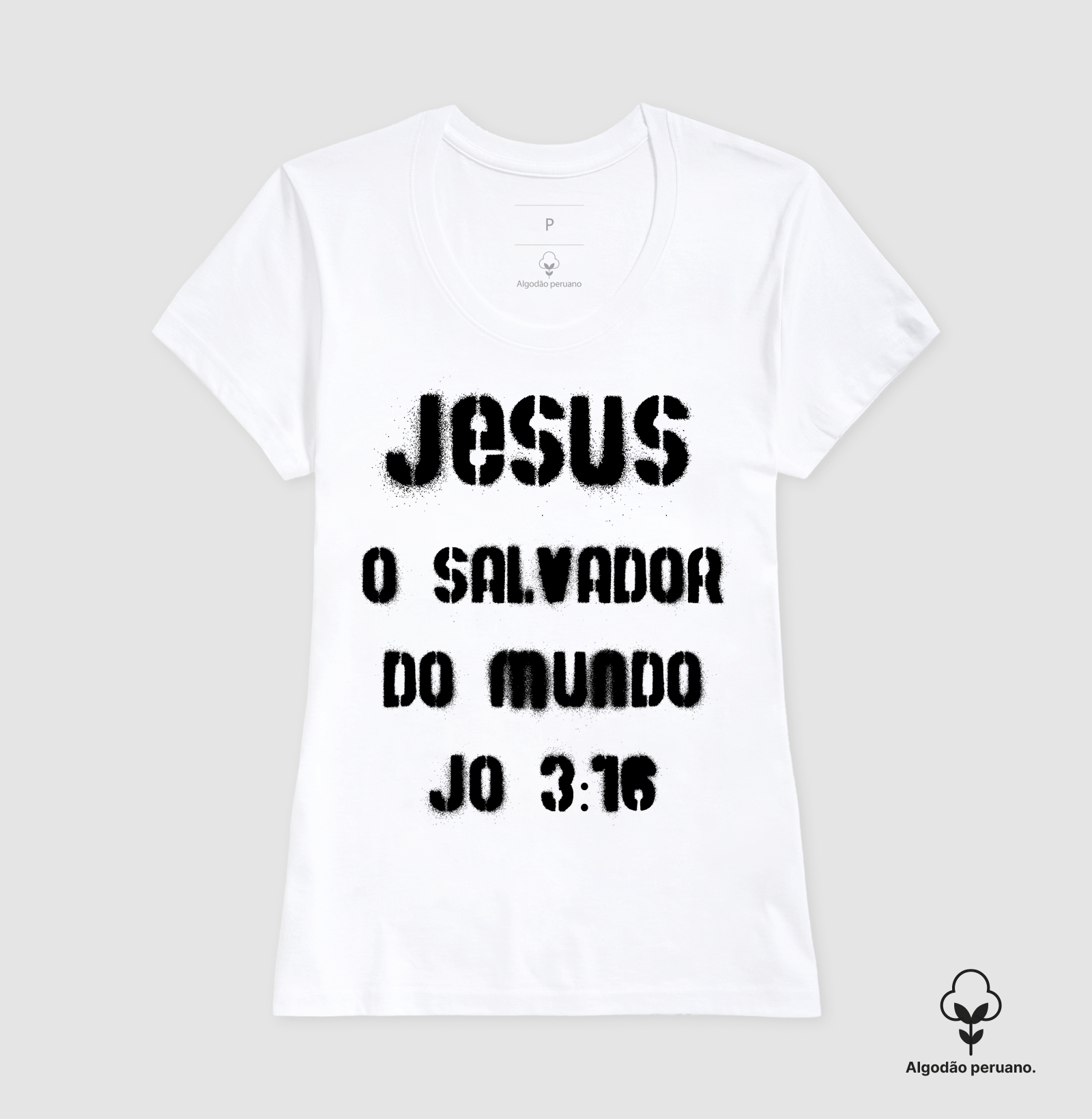 Camiseta Algodão Peruano Cristã O Salvador do Mundo - Imagem 3