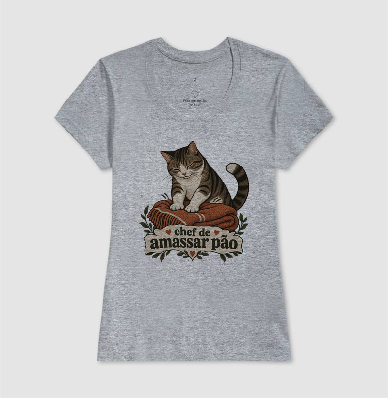 Camiseta Gato Amassando Pão "chef de amassar pão" | Pelo & Pano - Imagem 9