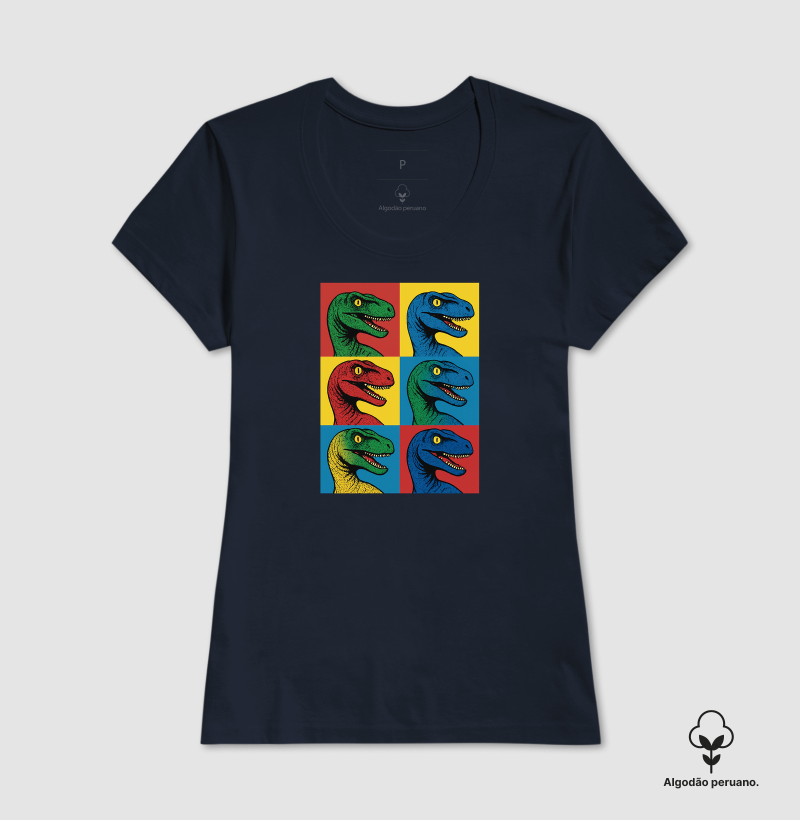 Camiseta Algodão Peruano Dino Pop Velociraptor - Imagem 2