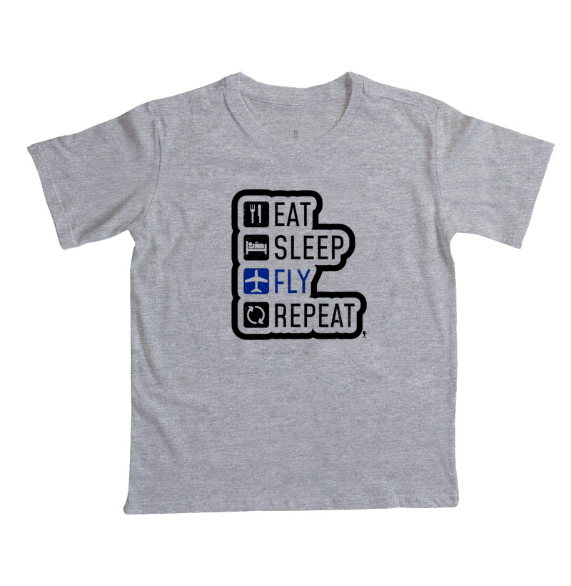 Camiseta Eat Sleep Fly Repeat | Rotina do Viajante Viciado | Colecao Viciados em Viagem - Imagem 2