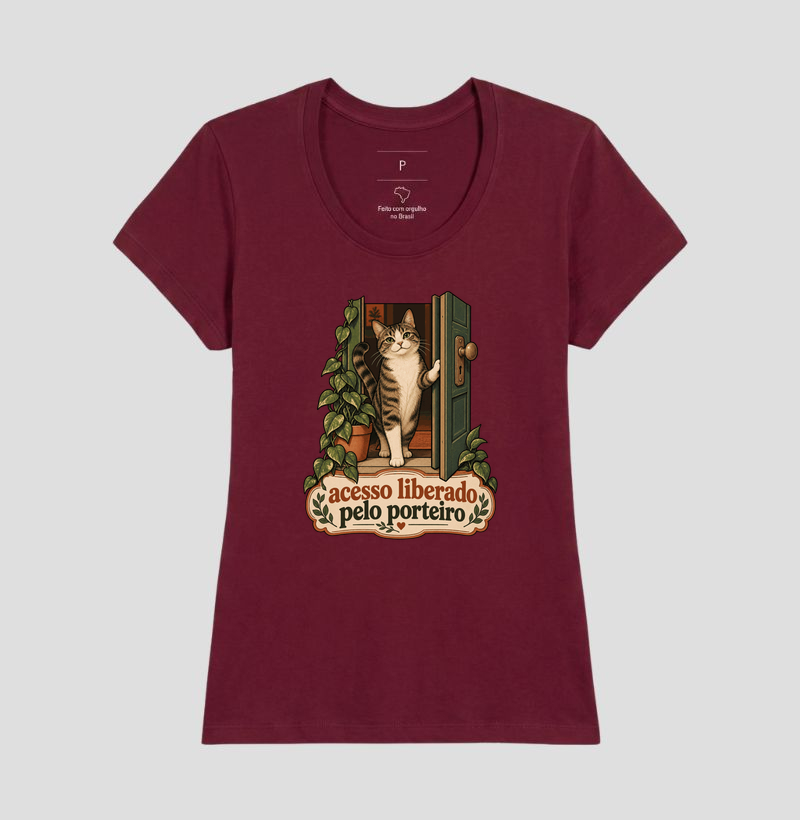 Camiseta Gato Porta "acesso liberado pelo porteiro" | Pelo & Pano - Imagem 19