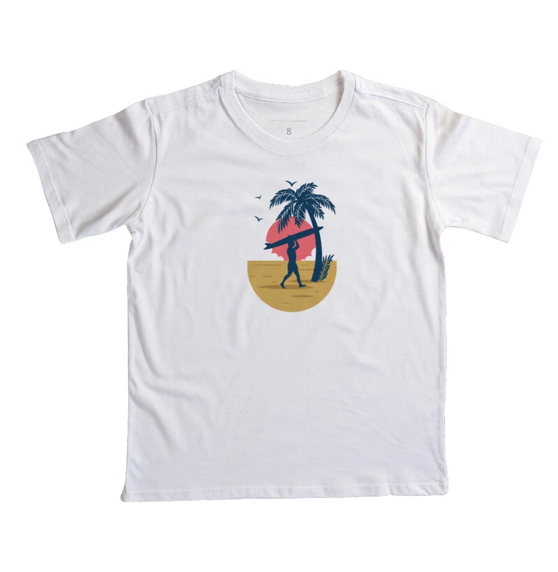 Camiseta Aimobaba Surfer infantil branca