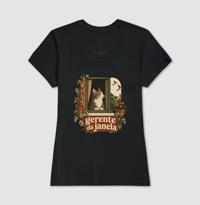 Camiseta Gato Janela "gerente da janela" | Pelo & Pano - Imagem 3