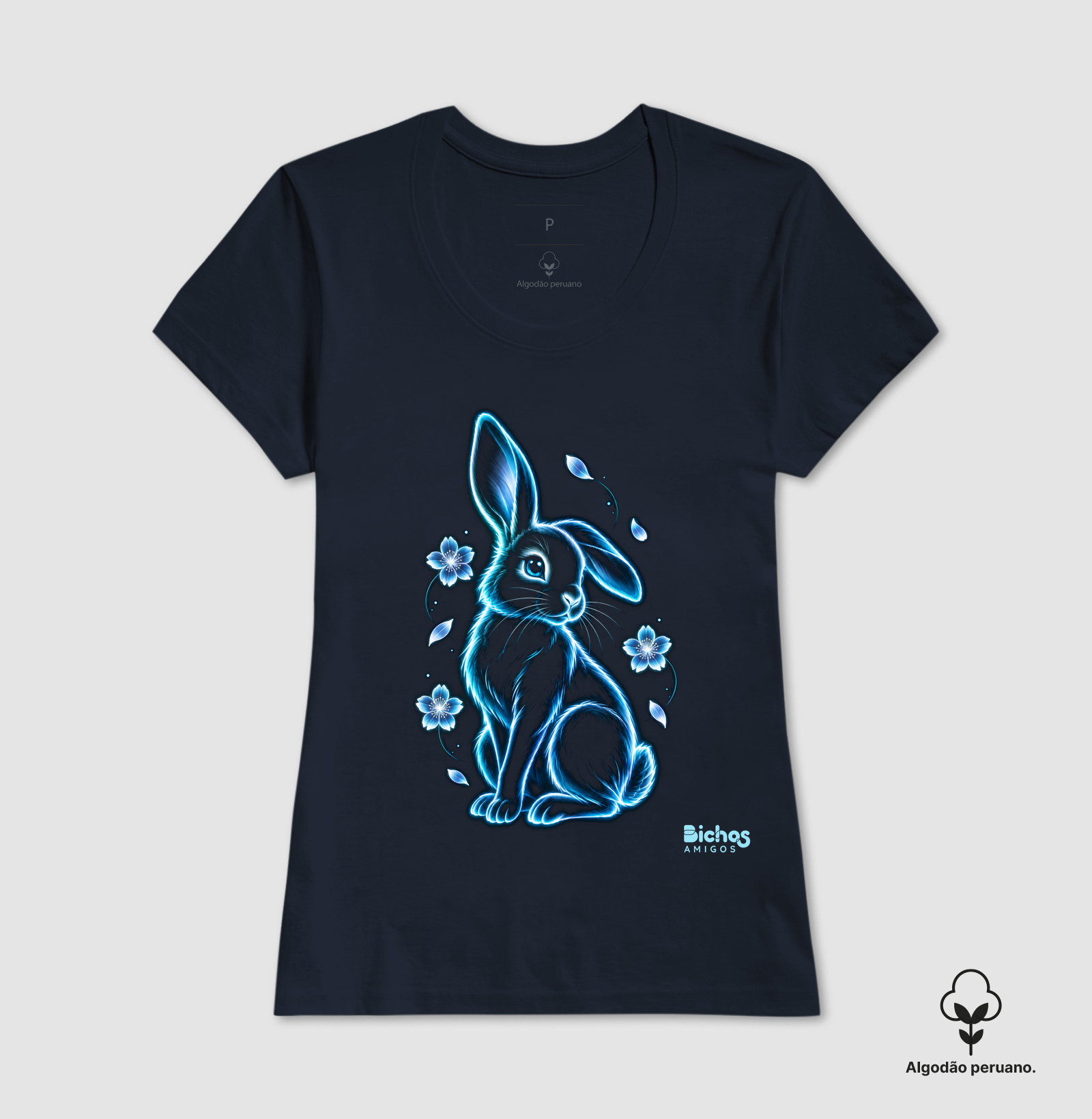 Coelho azul com flores de cerejeira - Imagem 5