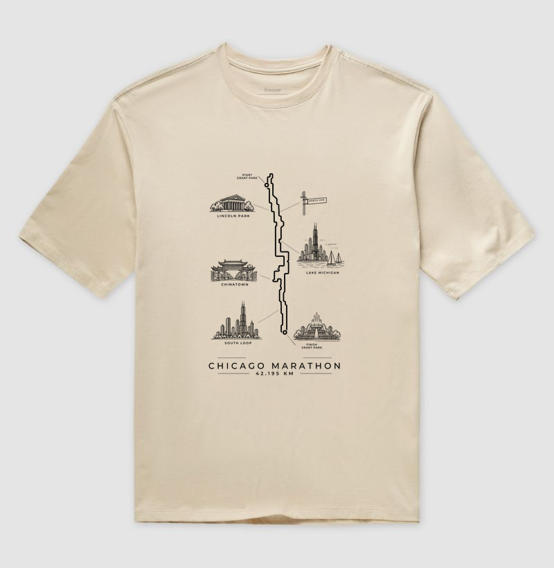 Camiseta Oversized Maratona - Percurso Maratona de Chicago - Imagem 3
