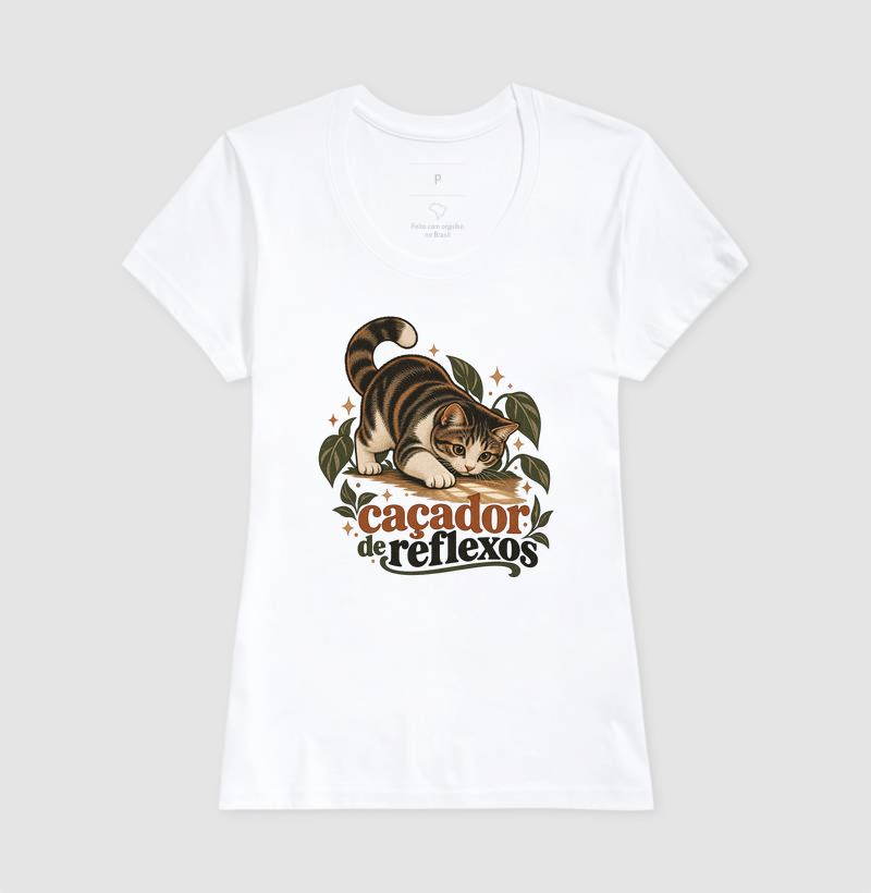 Camiseta Gato Brincando "caçador de reflexos" | Pelo & Pano - Imagem 5