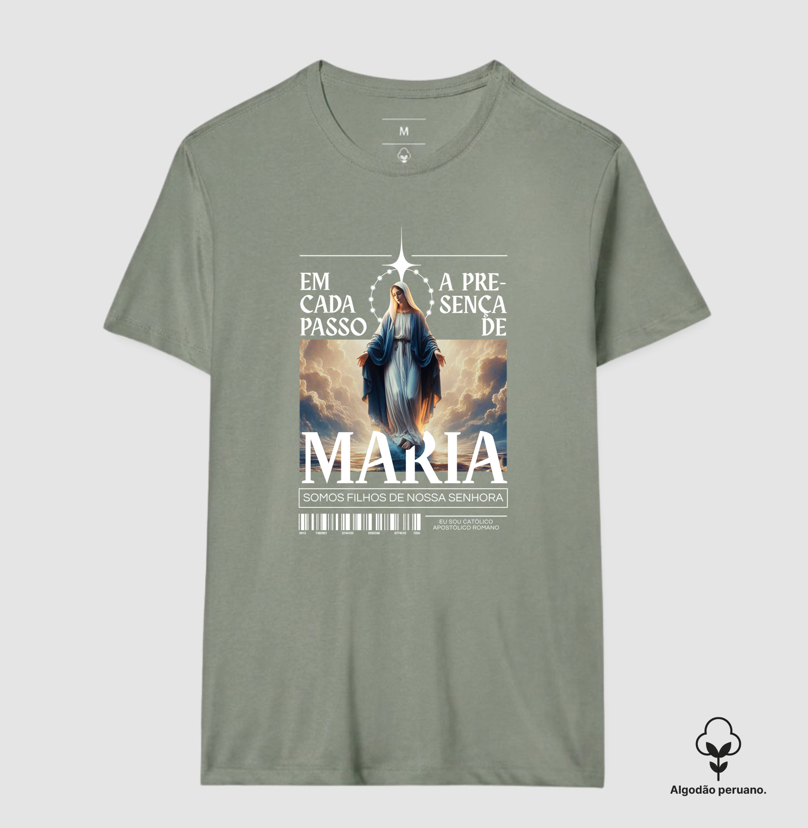 Camiseta Algodão Peruano Em Cada Passo A Presença de Maria - Imagem 7