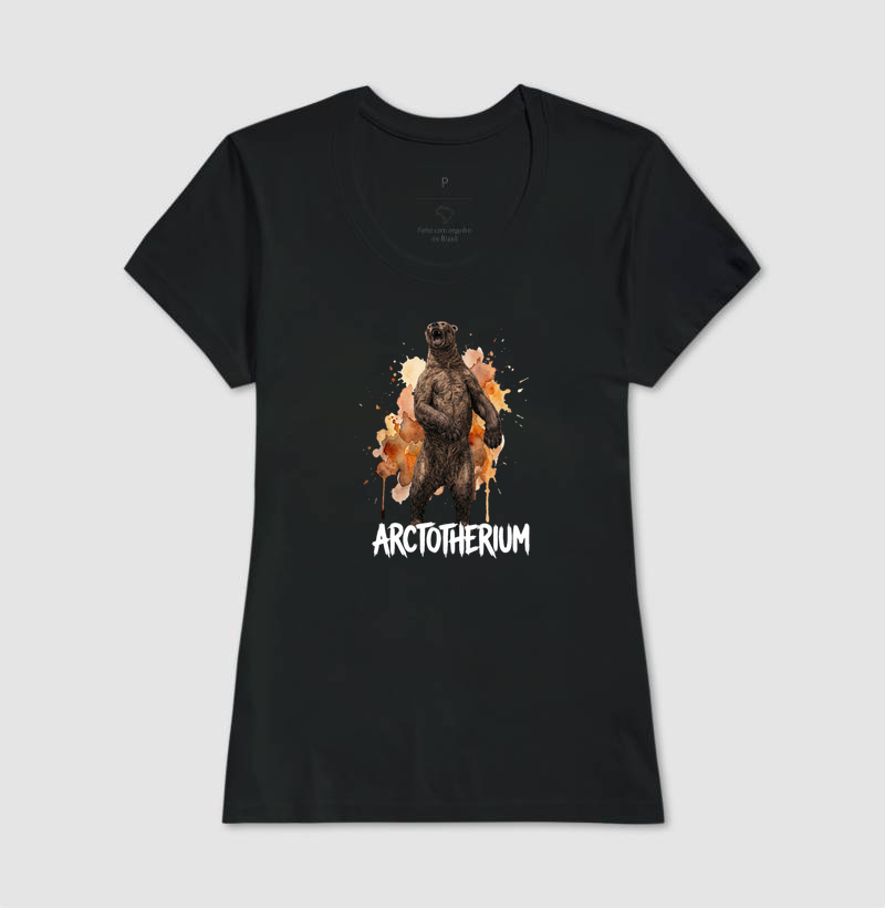  Camiseta Urso Arctotherium Ataque Algodão Premium Dinoloco  - Imagem 3