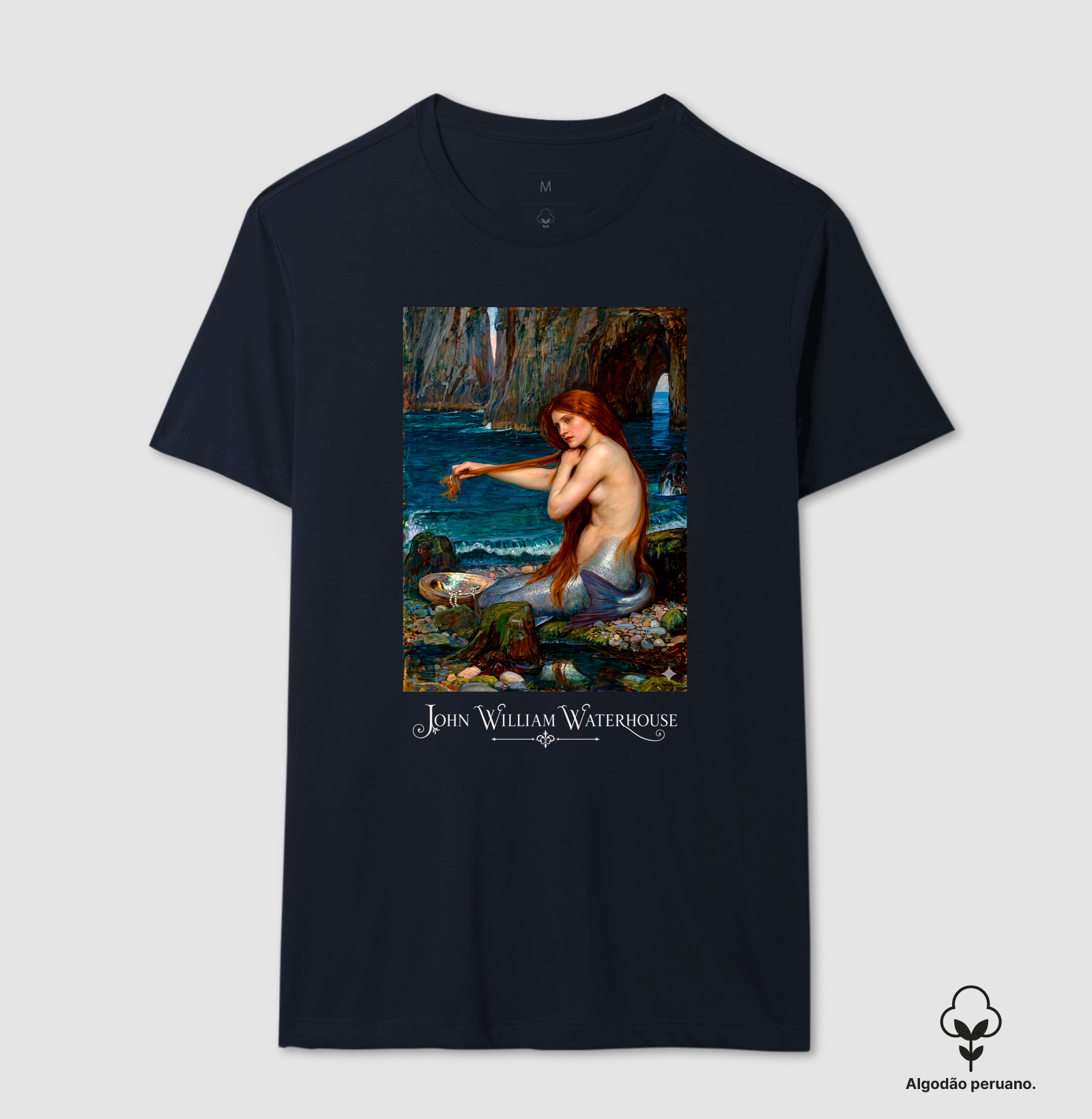 Camiseta em Algodão Peruano Mitologia Grega Sereia Waterhouse - Imagem 3