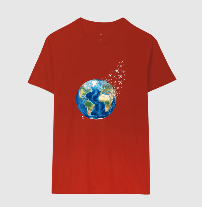 Camiseta Globo Terrestre Avioes Dispersos | Arte 3D Viagem Mundo | Colecao Viciados em Viagem - Imagem 13