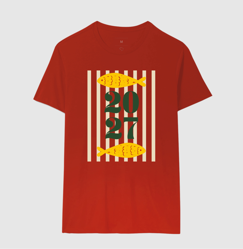 Camiseta Ano Novo 2027 Peixe Mediterrâneo Algodão - Imagem 11