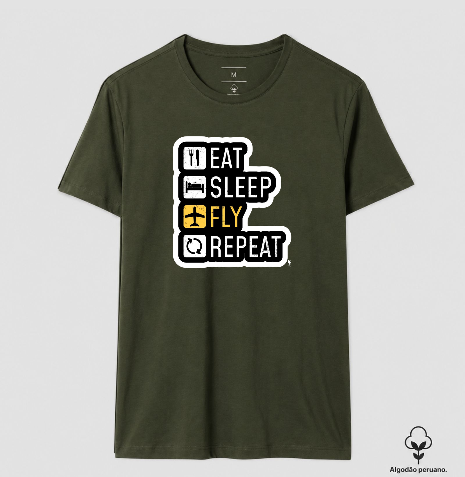 Camiseta Eat Sleep Fly Repeat | Rotina do Viajante Viciado | Colecao Viciados em Viagem - Imagem 8