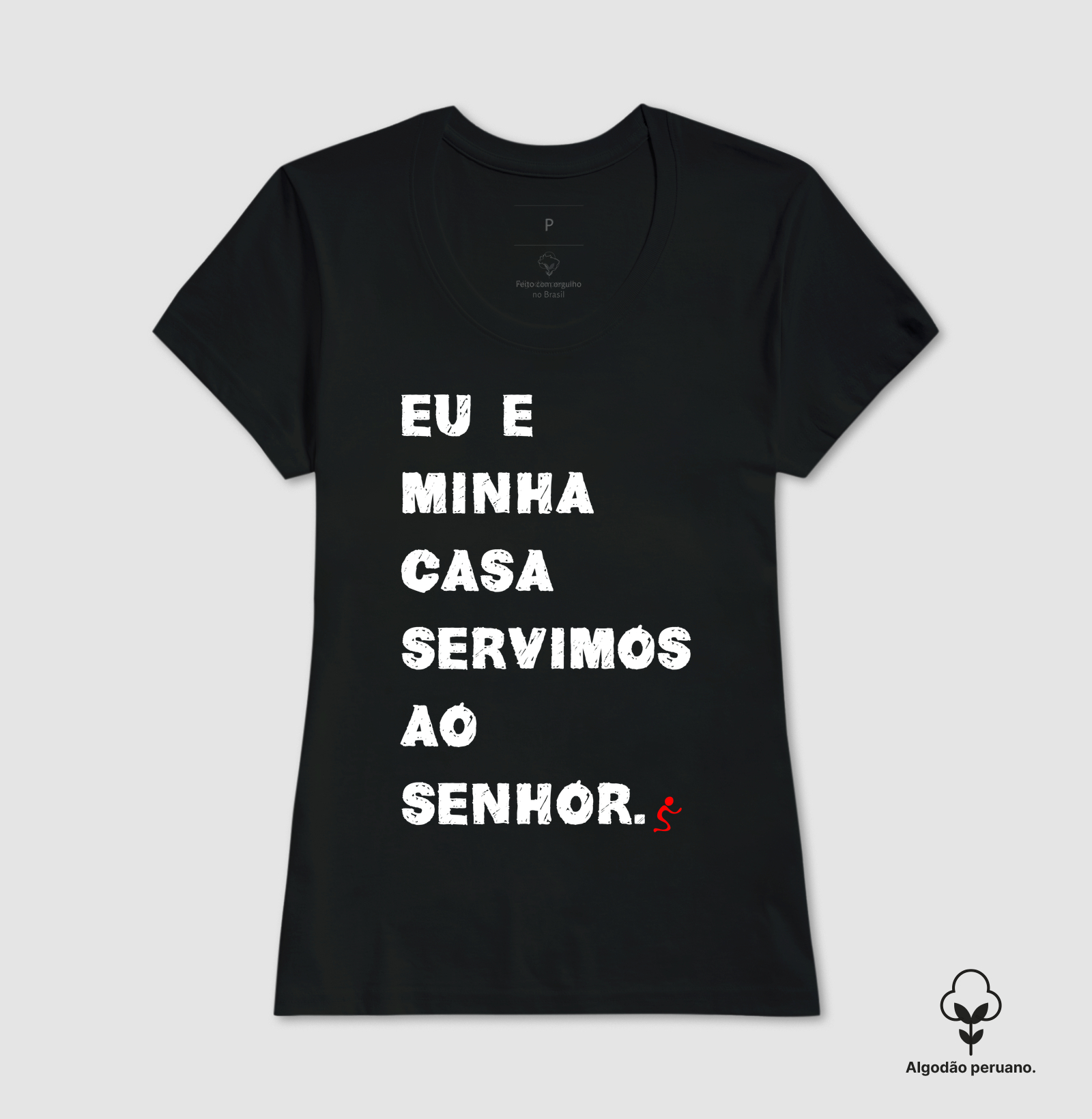 Camiseta Algodão Peruano Cristã Eu e Minha Casa - Imagem 2