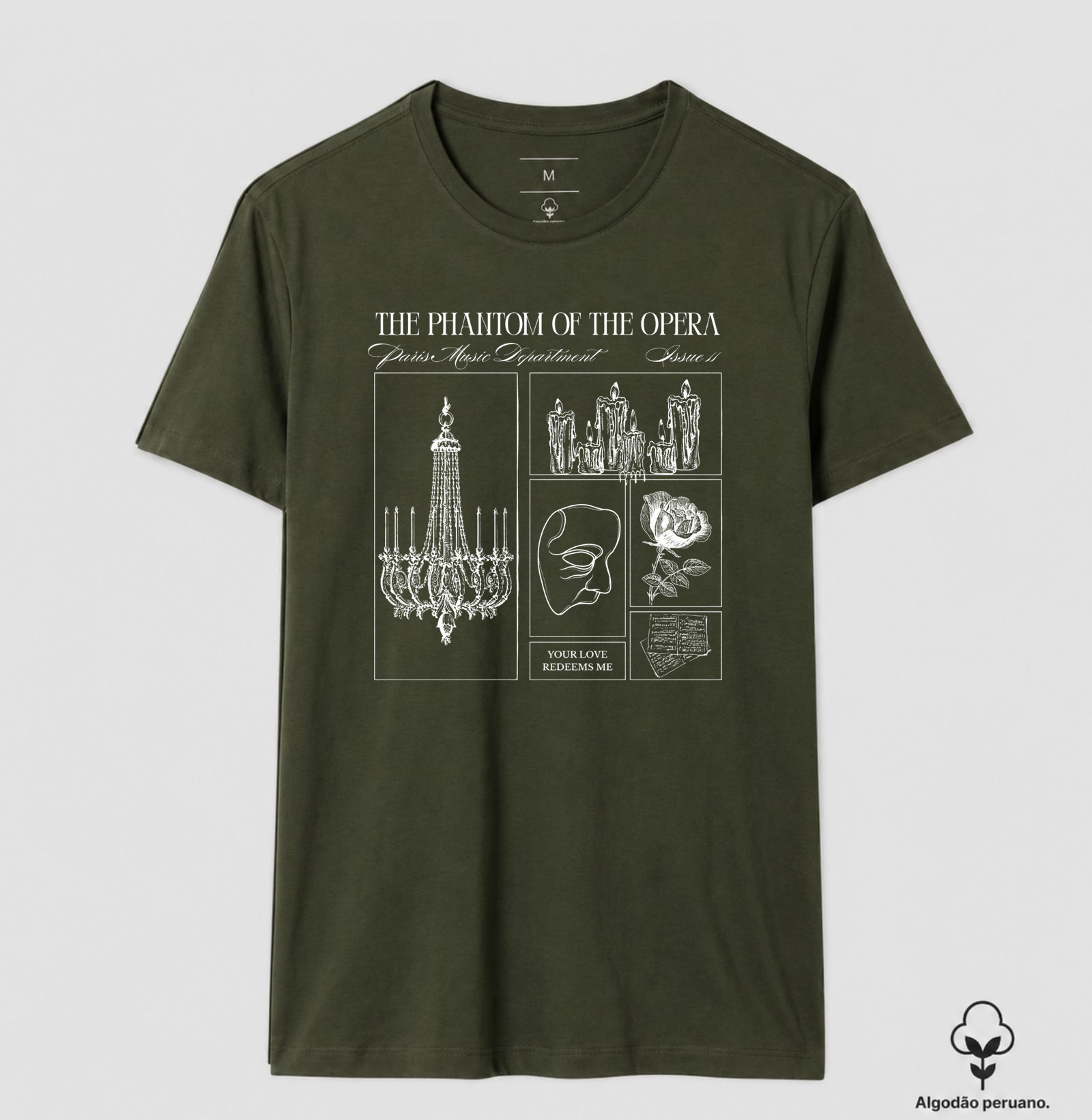 Camiseta O Fantasma da Ópera | Literatura Gótica Algodão Peruano  - Imagem 6